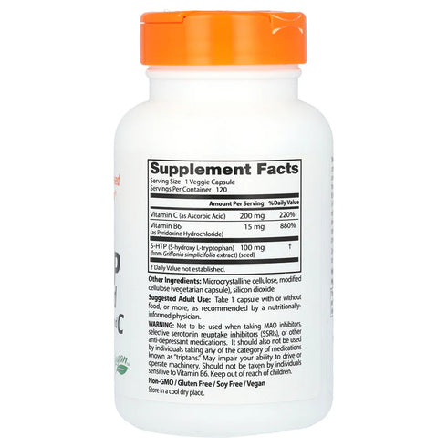 Image of 5-HTP Enhanced with Vitamin B6 and C 120caps supplement facts